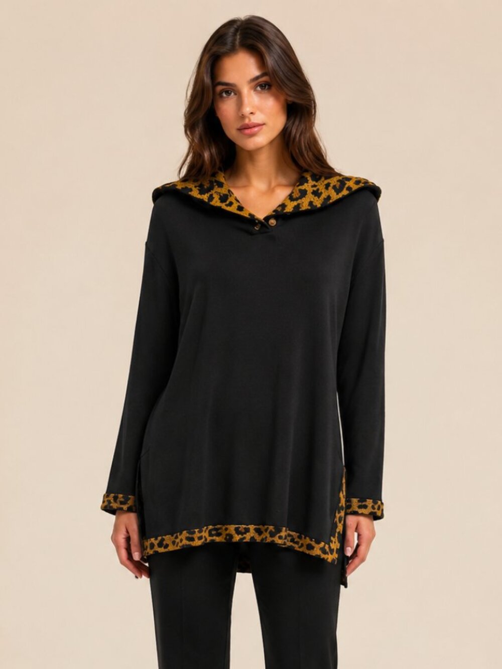 Vintage Christian Dior Boutique Black Leopard Wool Sweater  0748